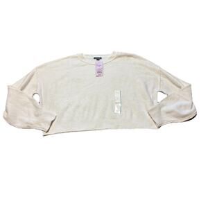 Wild Fable NEW Off White Fuzzy Cropped Cardigan Sweater | Womens M